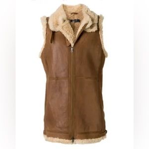 RALPH LAUREN 
Suede Leather Shearling
Gilet Bomber Vest Womens Medium NWOT